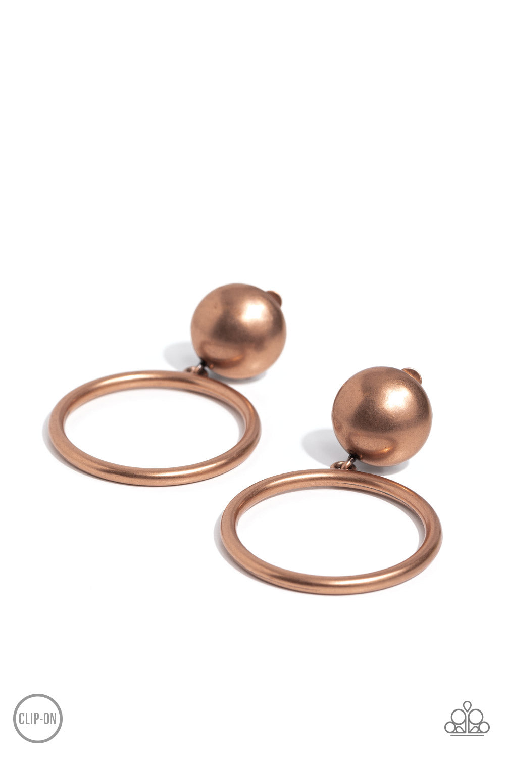 Classic Candescence - Copper Clip-on Earring - Paparazzi - Dare2bdazzlin N Jewelry