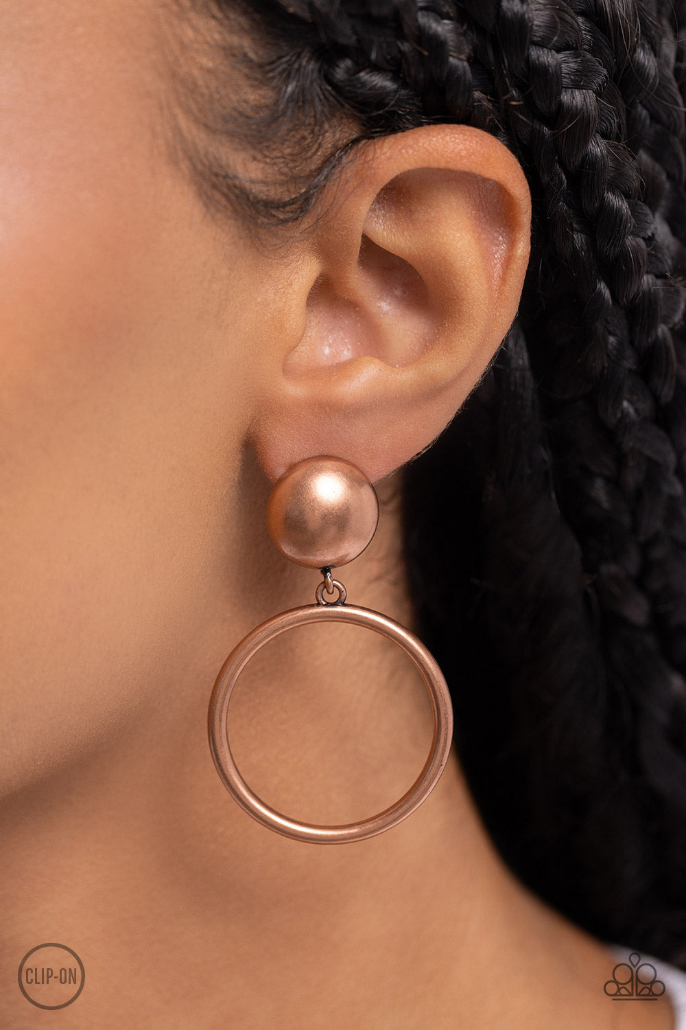 Classic Candescence - Copper Clip-on Earring - Paparazzi - Dare2bdazzlin N Jewelry