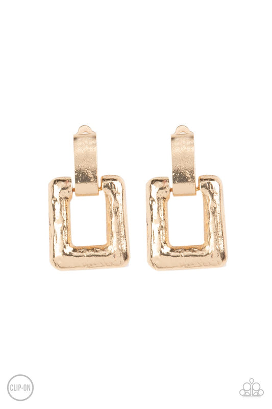 15 Minutes of FRAME - Gold Earring - Paparazzi - Dare2bdazzlin N Jewelry