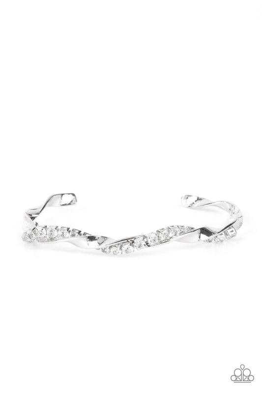 Twisted Twinkle - White Bracelet - Paparazzi - Dare2bdazzlin N Jewelry