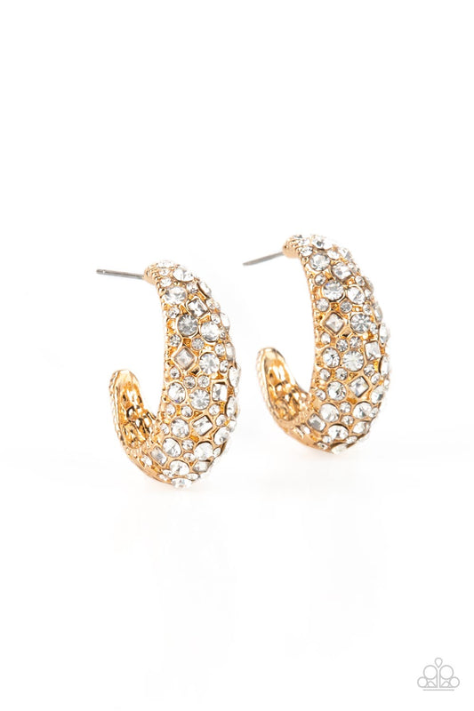 Glamorously Glimmering - Gold Earring - Paparazzi - Dare2bdazzlin N Jewelry