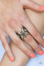 Load image into Gallery viewer, Blinged Out Butterfly - Brass Ring - Paparazzi - Dare2bdazzlin N Jewelry
