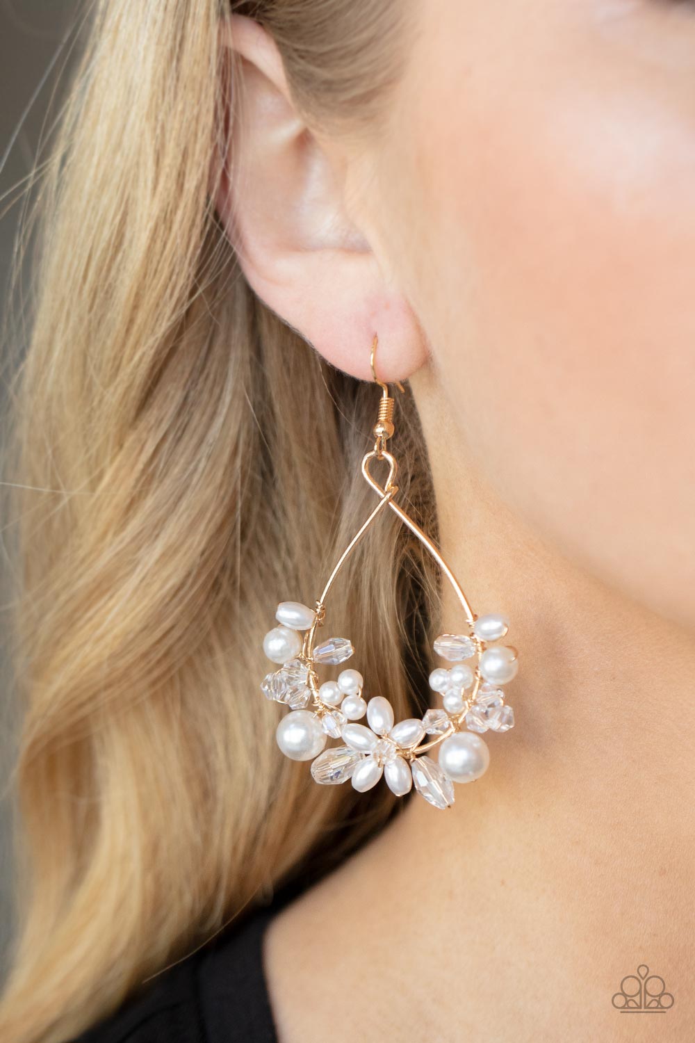 Marina Banquet - Gold Earring - Paparazzi - Dare2bdazzlin N Jewelry