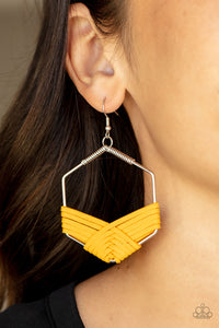 Suede Solstice - Yellow Earring - Paparazzi - Dare2bdazzlin N Jewelry