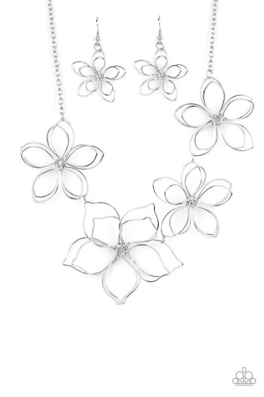 Flower Garden Fashionista - Silver Necklace - Paparazzi - Dare2bdazzlin N Jewelry