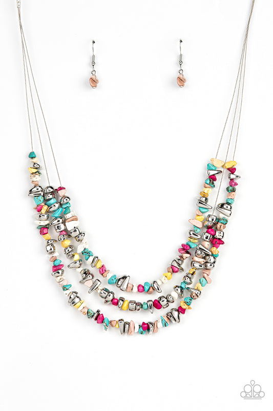 Placid Pebbles - Multi Necklace - Paparazzi - Dare2bdazzlin N Jewelry