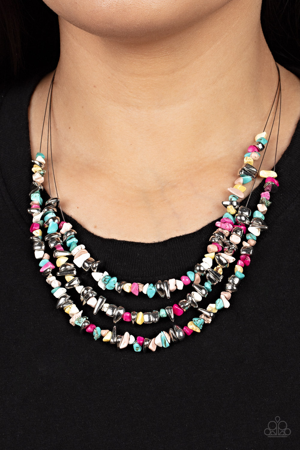 Placid Pebbles - Multi Necklace - Paparazzi - Dare2bdazzlin N Jewelry