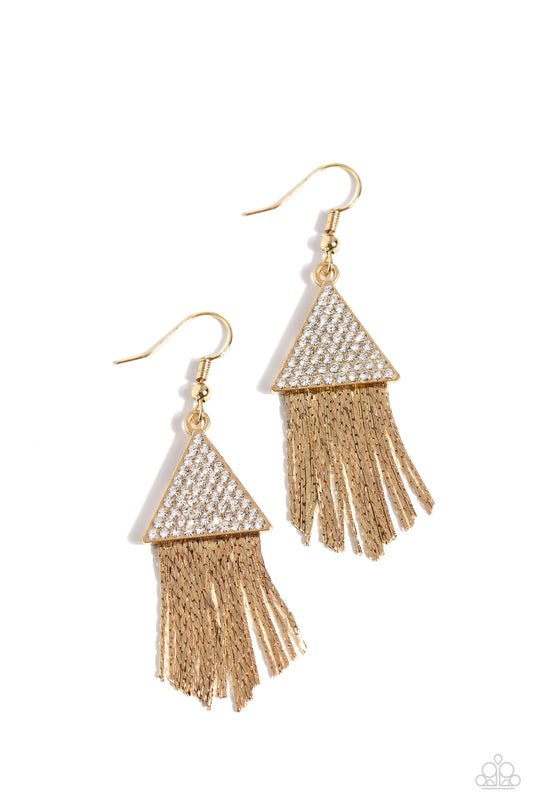 Pyramid SHEEN - Gold Earring - Paparazzi - Dare2bdazzlin N Jewelry