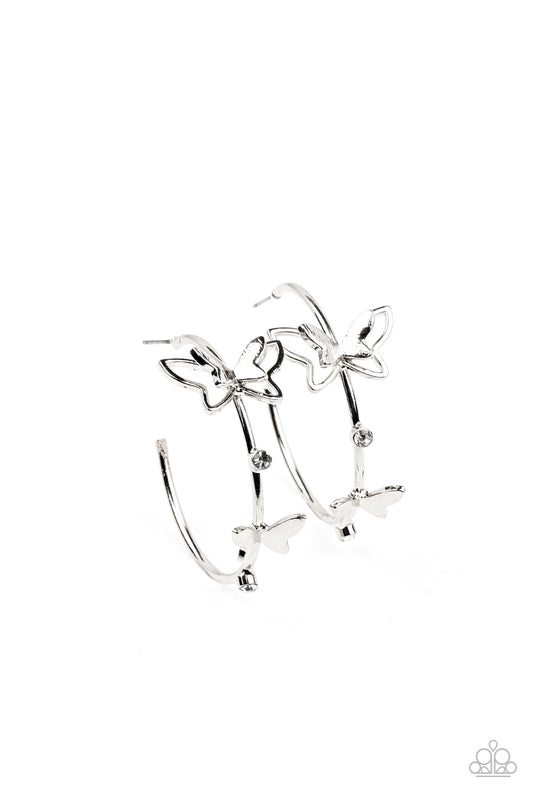Full Out Flutter - White Earring - Paparazzi - Dare2bdazzlin N Jewelry