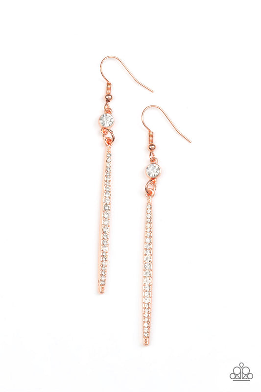 Skyscraping Shimmer - Copper Earring - Paparazzi - Dare2bdazzlin N Jewelry