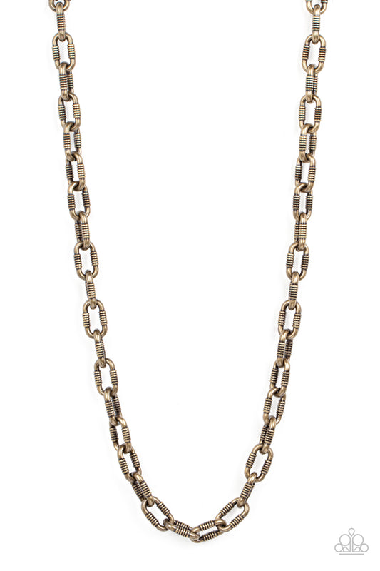 Rural Recruit - Brass Men's Necklace - Paparazzi - Dare2bdazzlin N Jewelry