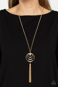 Spiraling Sparkle - Gold Necklace - Paparazzi - Dare2bdazzlin N Jewelry