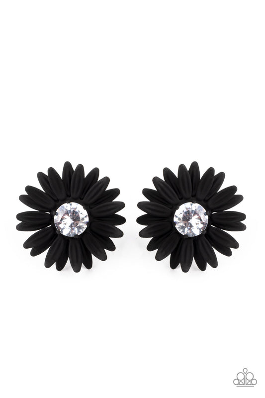 Sunshiny DAIS-y - Black Earring - Paparazzi - Dare2bdazzlin N Jewelry