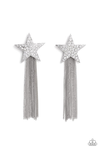 Superstar Solo - White Earring - Paparazzi - Dare2bdazzlin N Jewelry