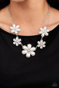 Fiercely Flowering - White Necklace - Paparazzi - Dare2bdazzlin N Jewelry