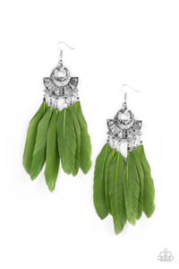 Plume Paradise - Green Earrings - Paparazzi - Dare2bdazzlin N Jewelry