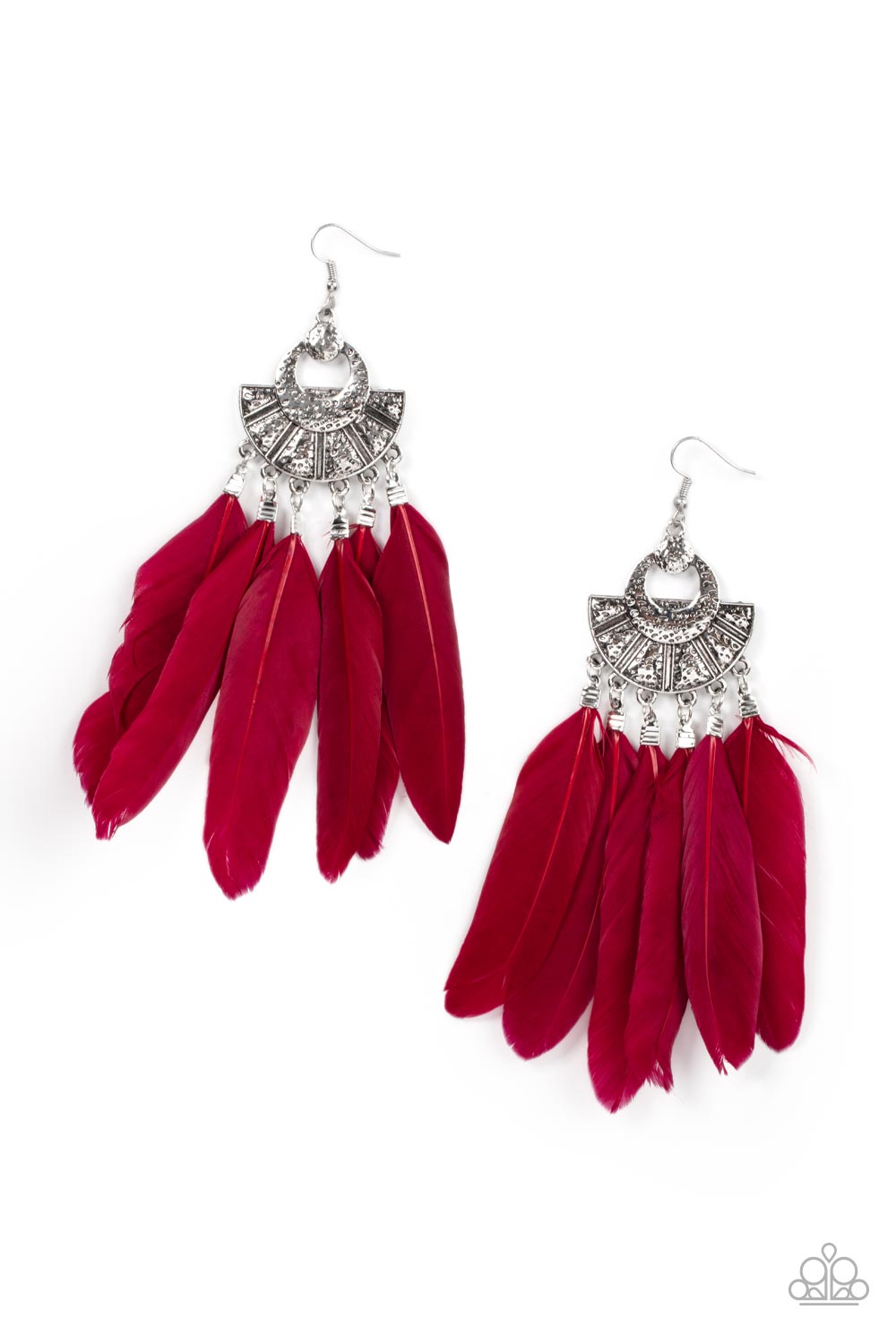 Plume Paradise - Red Earring - Paparazzi - Dare2bdazzlin N Jewelry