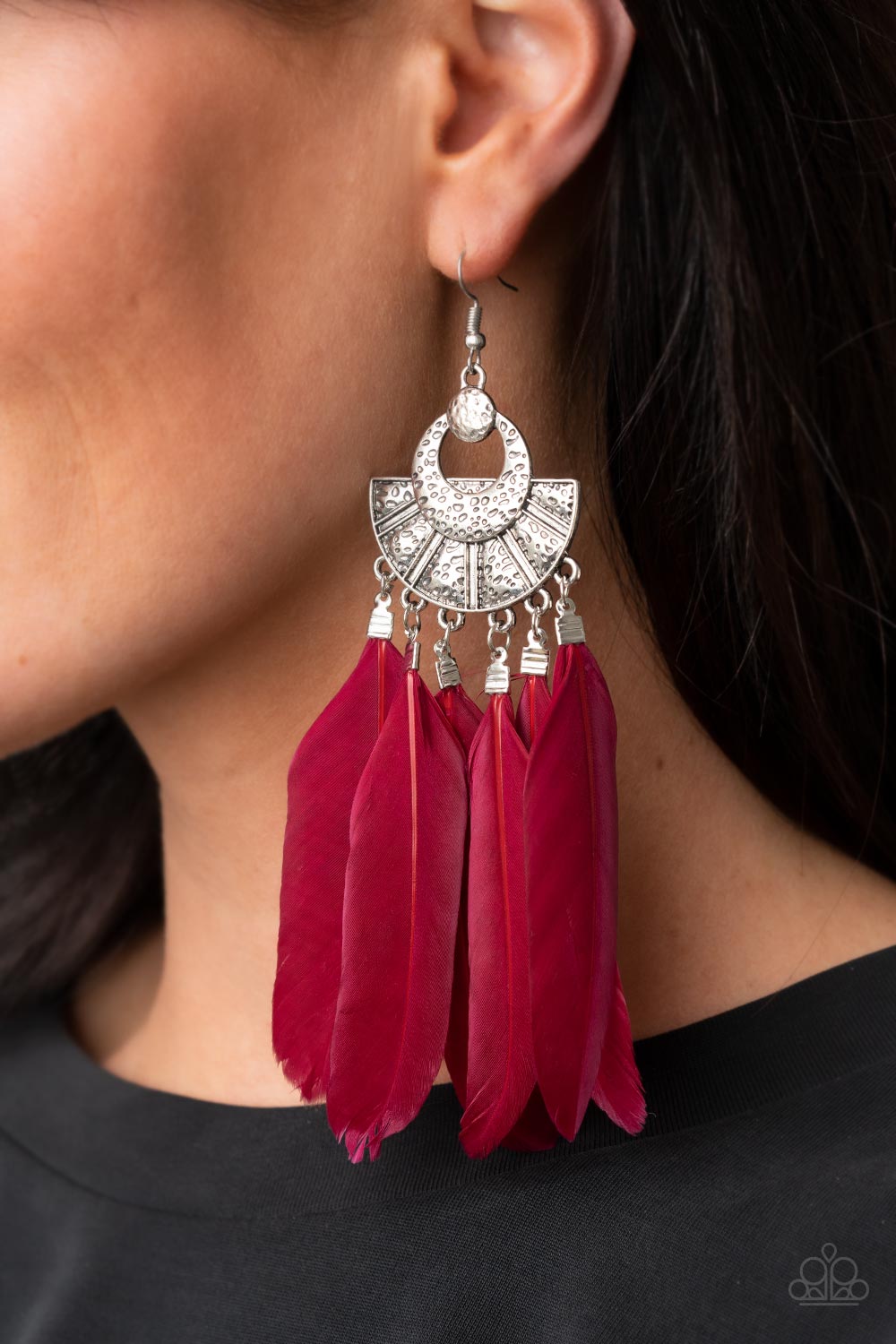 Plume Paradise - Red Earring - Paparazzi - Dare2bdazzlin N Jewelry