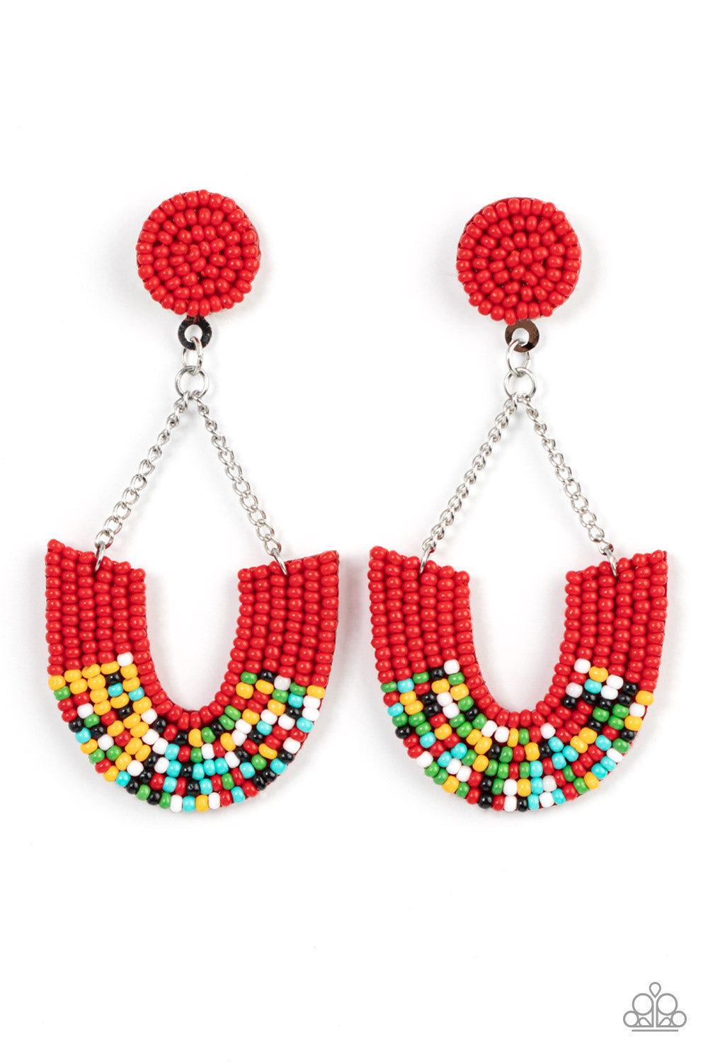 Make it RAINBOW - Red Earring - Paparazzi - Dare2bdazzlin N Jewelry