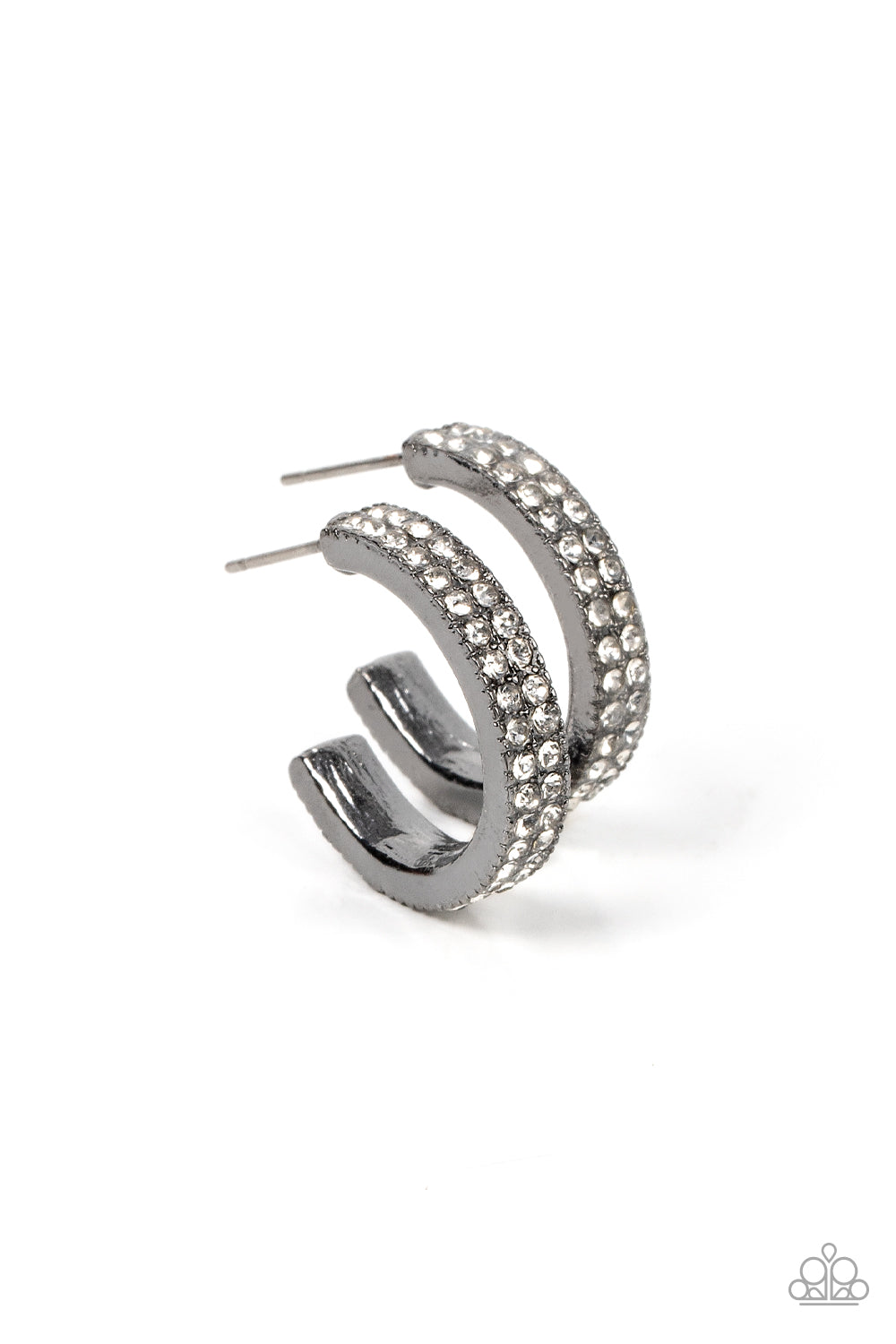 Small Town Twinkle - Black Hoop Earring - Paparazzi - Dare2bdazzlin N Jewelry