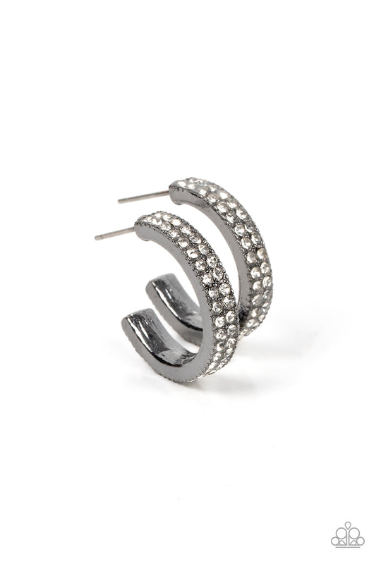 Small Town Twinkle - Black Hoop Earring - Paparazzi - Dare2bdazzlin N Jewelry