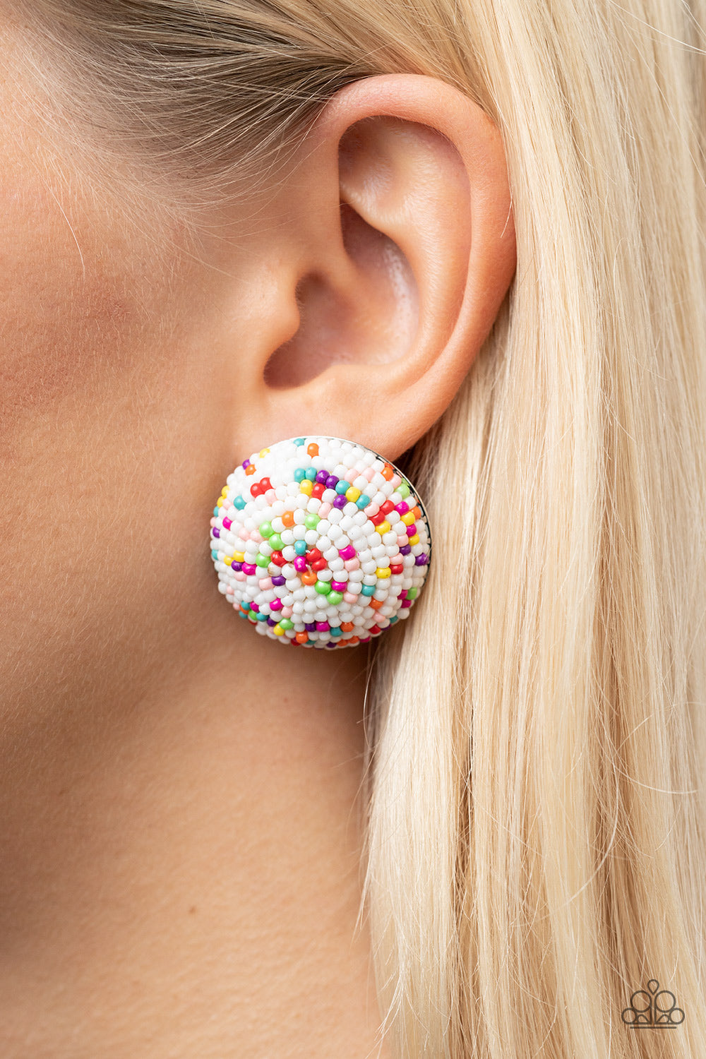 Kaleidoscope Sky - White Earring - Paparazzi - Dare2bdazzlin N Jewelry