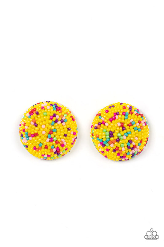 Kaleidoscope Sky - Yellow Earring - Paparazzi - Dare2bdazzlin N Jewelry