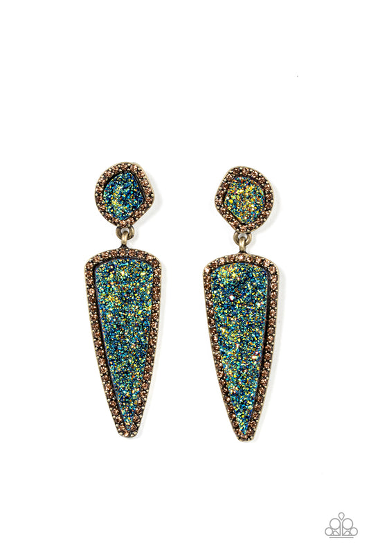 Druzy Desire - Brass Earring - Paparazzi - Dare2bdazzlin N Jewelry