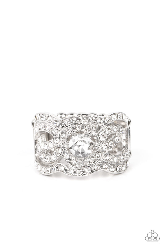 Doting on Dazzle - White Ring - Paparazzi - Dare2bdazzlin N Jewelry