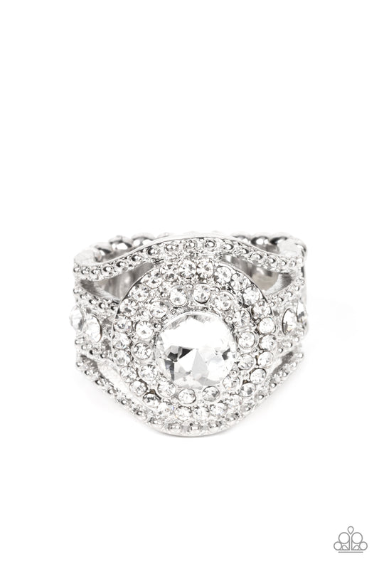 Understated Drama - White Ring - Paparazzi - Dare2bdazzlin N Jewelry