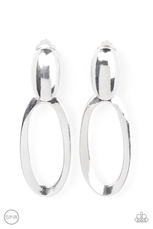 Pull OVAL! - Silver Earring - Paparazzi - Dare2bdazzlin N Jewelry