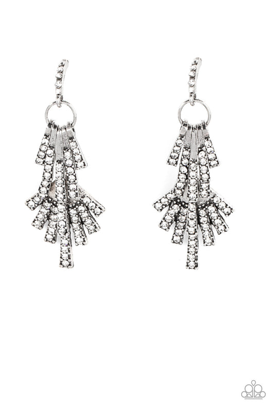 Fan of Glam - White Earring - Paparazzi - Dare2bdazzlin N Jewelry