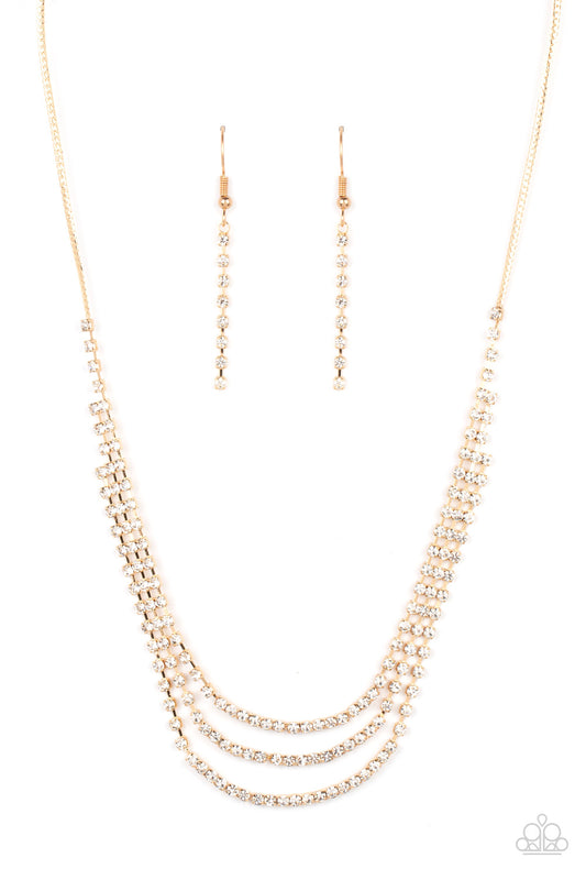 Surreal Sparkle - Gold Necklace - Paparazzi - Dare2bdazzlin N Jewelry