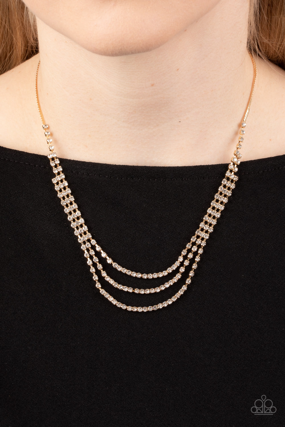 Surreal Sparkle - Gold Necklace - Paparazzi - Dare2bdazzlin N Jewelry