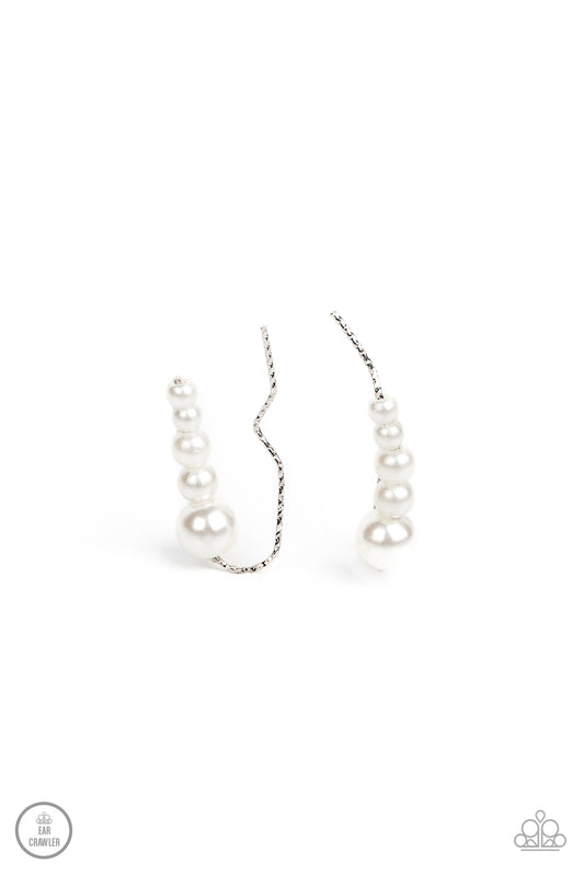 Dropping into Divine - White Earring - Paparazzi - Dare2bdazzlin N Jewelry