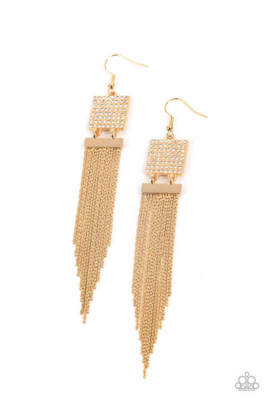 Dramatically Deco - Gold Earring - Paparazzi - Dare2bdazzlin N Jewelry