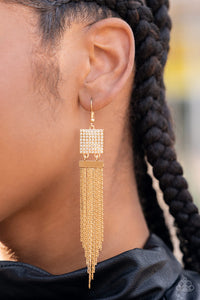 Dramatically Deco - Gold Earring - Paparazzi - Dare2bdazzlin N Jewelry