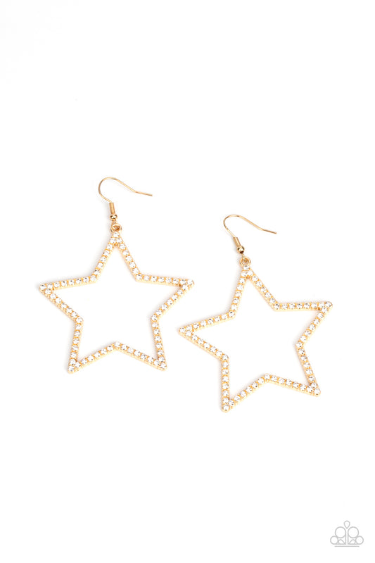 Supernova Sparkle - Gold Earring - Paparazzi - Dare2bdazzlin N Jewelry