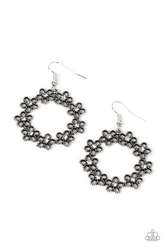 Floral Halos - White Earring - Paparazzi - Dare2bdazzlin N Jewelry