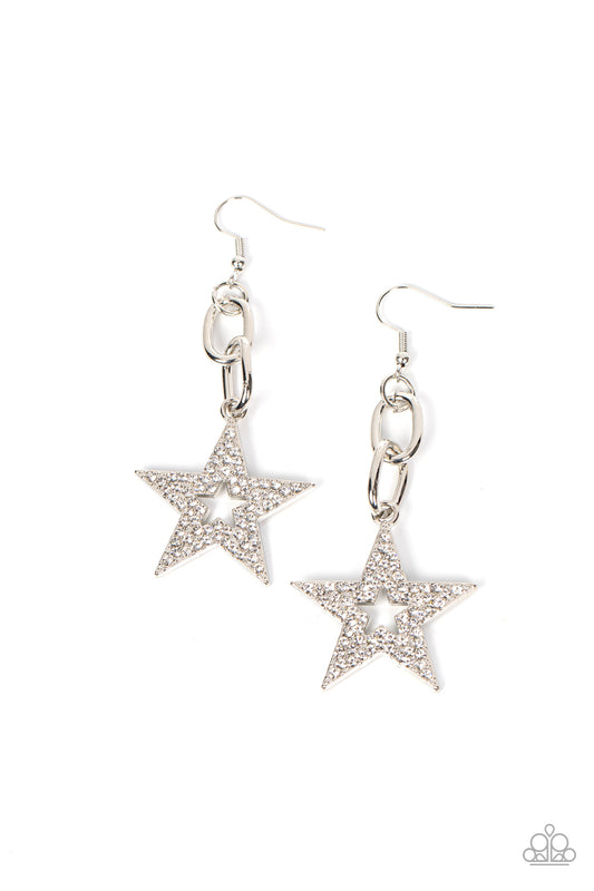 Cosmic Celebrity - White Earring - Paparazzi - Dare2bdazzlin N Jewelry