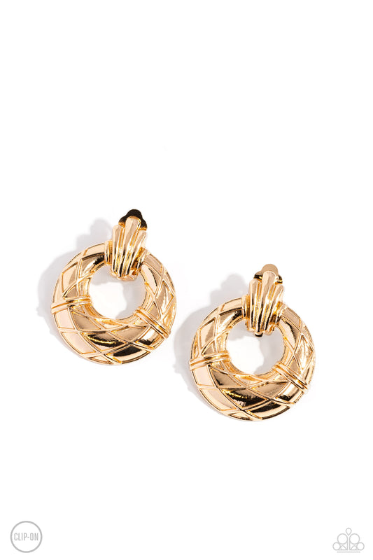 Metro Voyage - Gold Earring - Paparazzi - Dare2bdazzlin N Jewelry