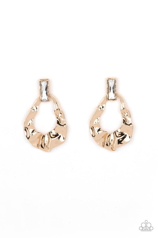Metro Meltdown - Gold Earring - Paparazzi - Dare2bdazzlin N Jewelry