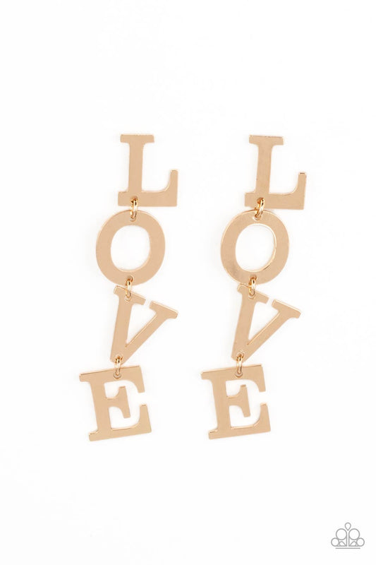 L-O-V-E - Gold Earring - Paparazzi - Dare2bdazzlin N Jewelry