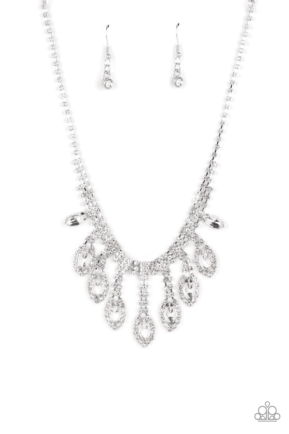 REIGNING Romance - White Necklace - Paparazzi - Dare2bdazzlin N Jewelry