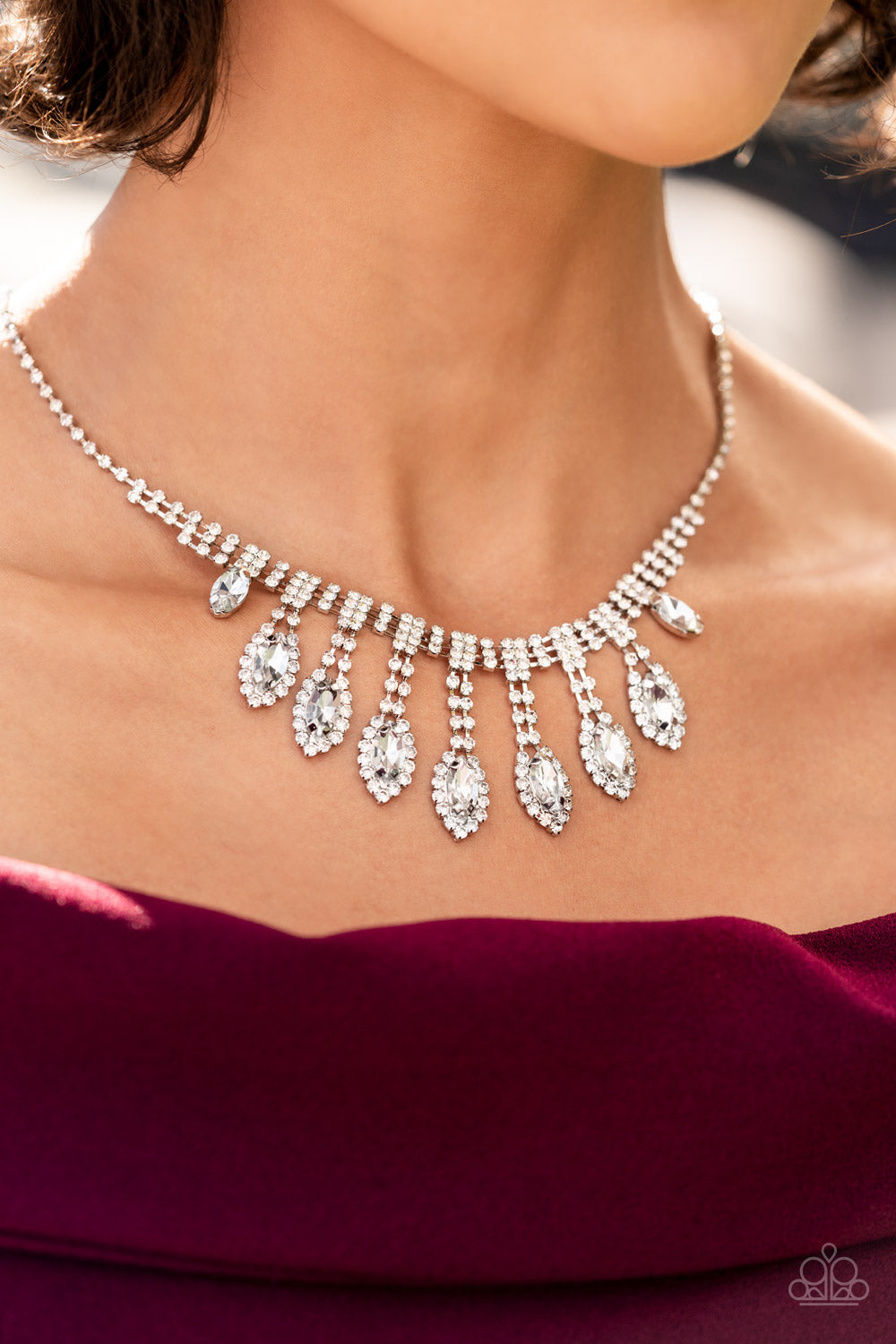 REIGNING Romance - White Necklace - Paparazzi - Dare2bdazzlin N Jewelry