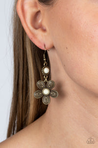 Free-Spirited Flourish - Brass Earring - Paparazzi - Dare2bdazzlin N Jewelry