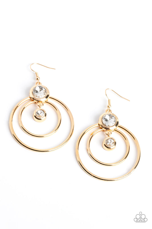 Dapperly Deluxe - Gold Earring - Paparazzi - Dare2bdazzlin N Jewelry