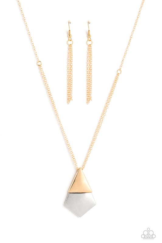 Posh Pyramid - Gold Necklace - Paparazzi - Dare2bdazzlin N Jewelry
