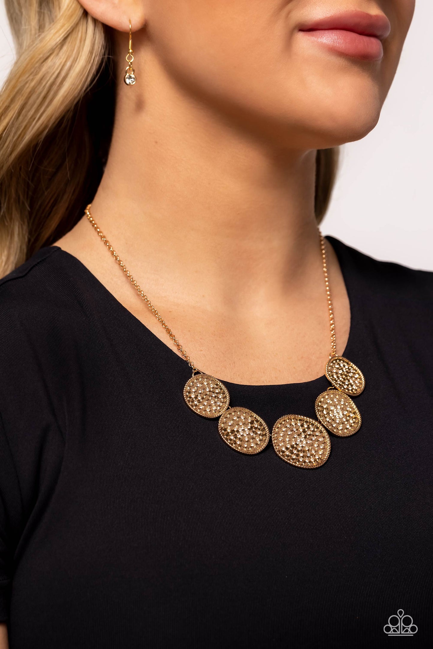 Medaled Mosaic - Gold Necklace - Paparazzi - Dare2bdazzlin N Jewelry