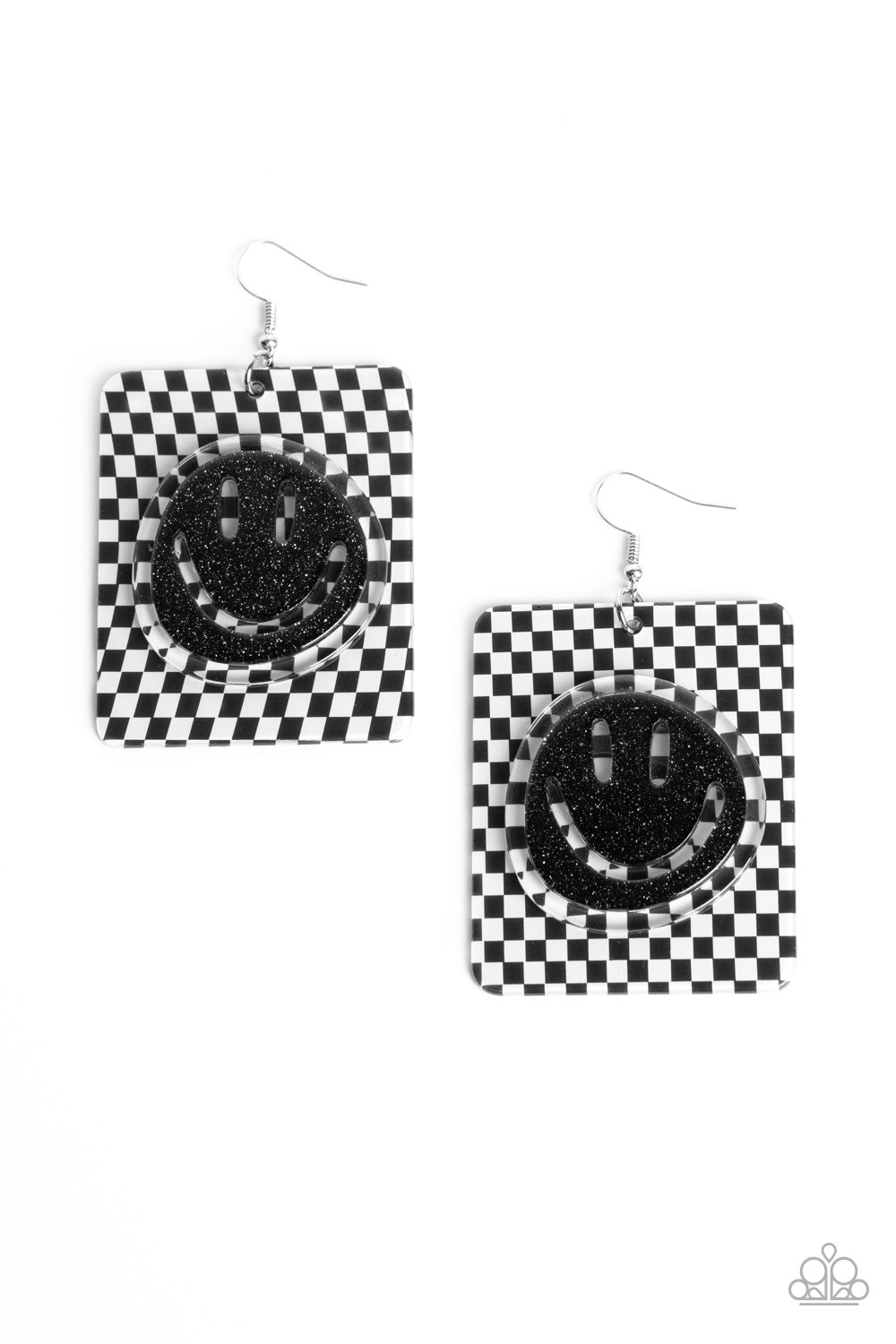 Cheeky Checkerboard - Black Earring - Paparazzi - Dare2bdazzlin N Jewelry